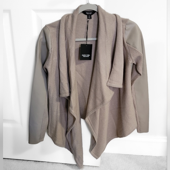 Women's Simple Vera Vera Wang Taupe Open Front Cardigan Size XS - Picture 1 of 7